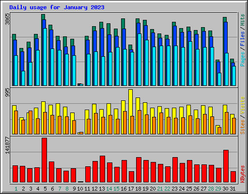 Daily usage for January 2023